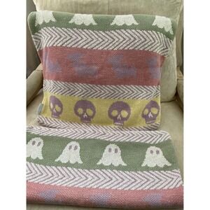 SWEET STREET  Halloween Knit Pillow Cover Pair, Ghost, Skull, Cat, Cotton. 18x18